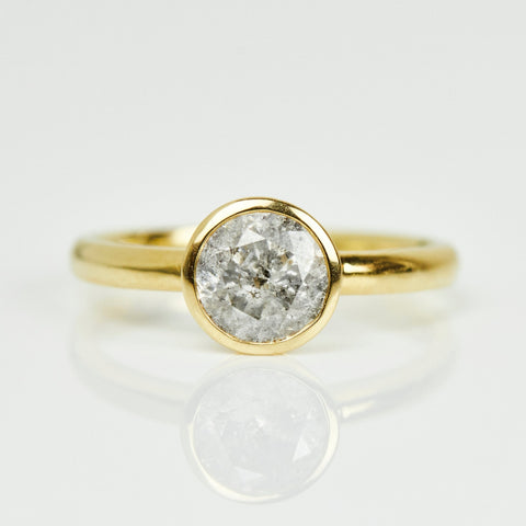 Natural Salt And Pepper 2.20 CT Round Cut Anniversary Ring