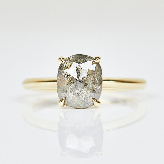 Natural Salt And Pepper 2.70 CT Oval Cut Anniversary Ring