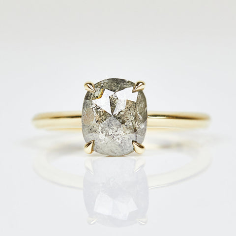 Natural Salt And Pepper 2.70 CT Oval Cut Anniversary Ring