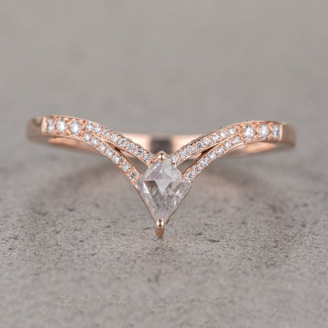 Natural Salt And Pepper 5.00 CT Kite Cut Engagement Ring