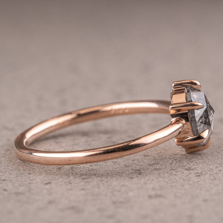 Solitaire Ring, Round Brilliant Cut Natural Salt And Pepper Diamond Ring