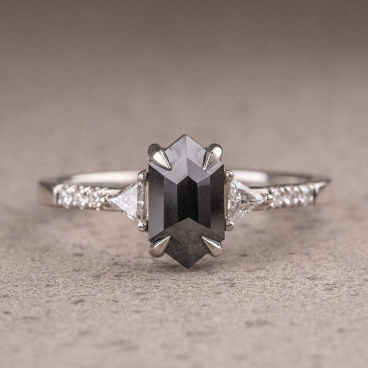 1.80 CT Hexagon Cut With Side Stone Anniversary Ring