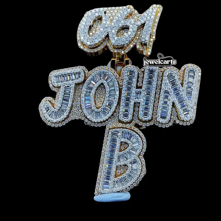 John B Royale Iced Moissanite Animal Pendant in 925 Sterling Silver Front View