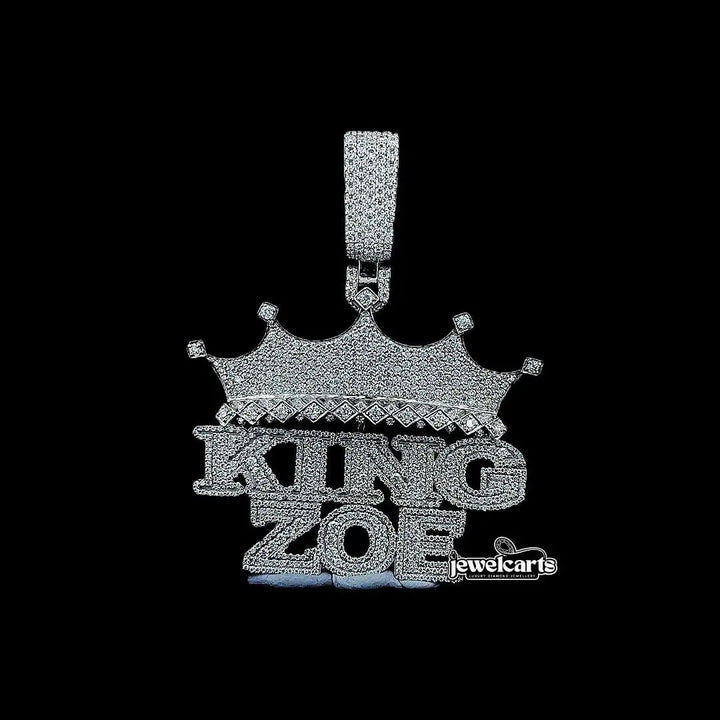 King Zoe Sovereignty Moissanite Crown Pendant in 925 Sterling Silver Front View