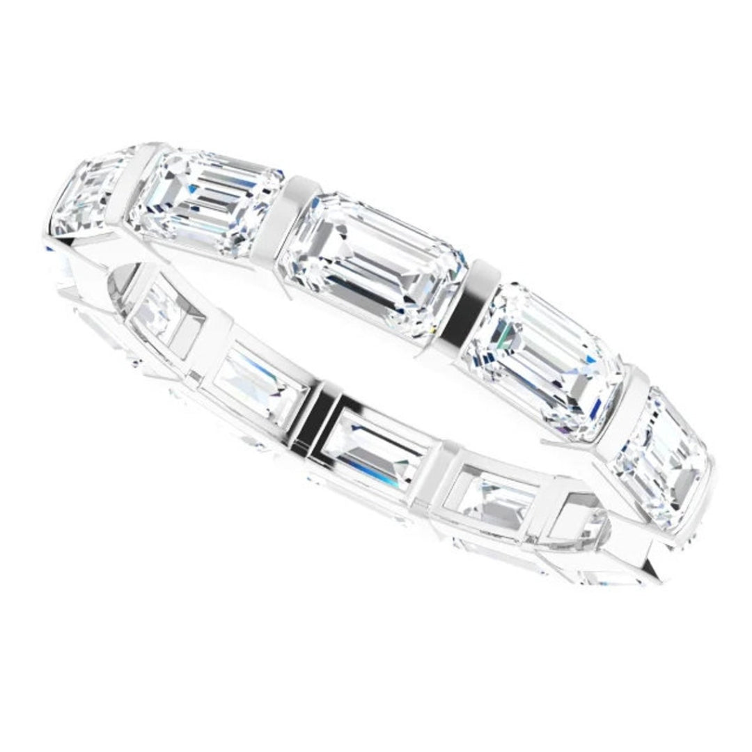 Lab Grown 3.00 CT Emerald Cut Diamond Art Nouveau Handmade Band