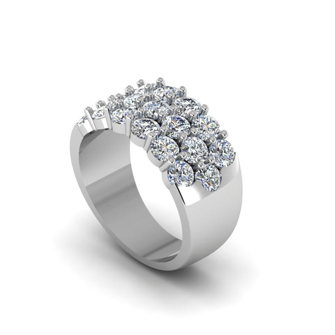 Lab Grown 3.98 CT Round Cut Diamond Mid-Century Anniversary Band