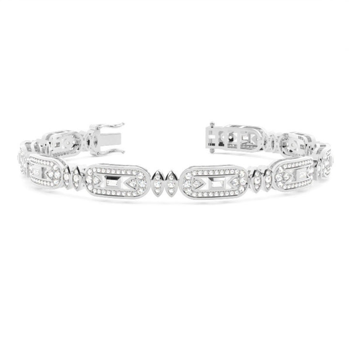5.20 CT Lab Grown Round & Baguette Cut Bracelet Design