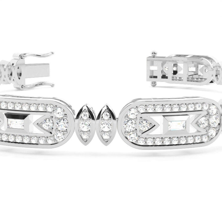 5.20 CT Lab Grown Round & Baguette Cut Bracelet Design