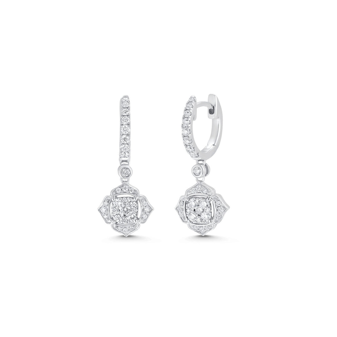 Lab Grown 3.72 CT Round Cut Diamond Hoop Earring