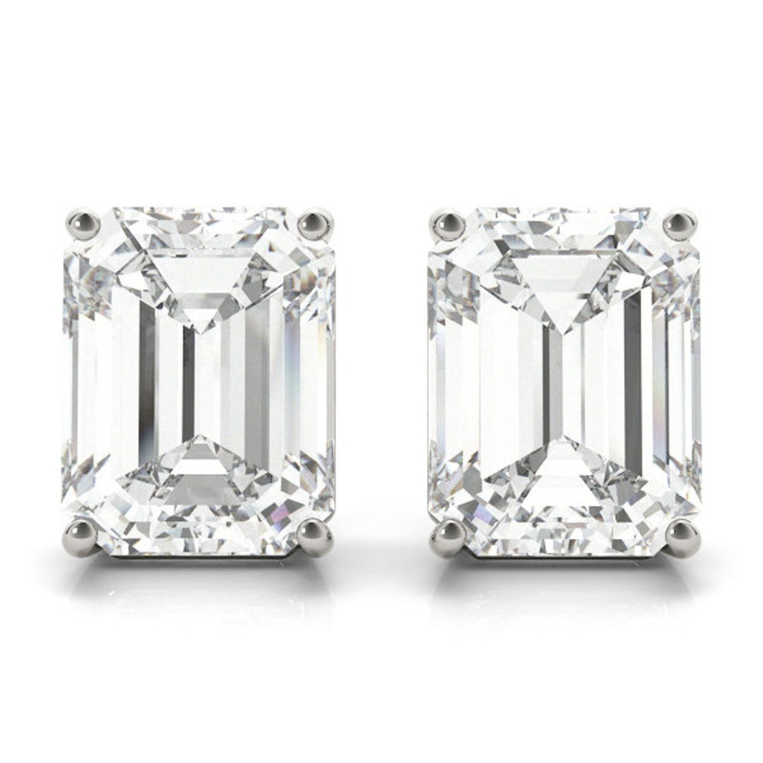 Lab Grown 4.00 CT Emerald Cut Diamond Stud Earring