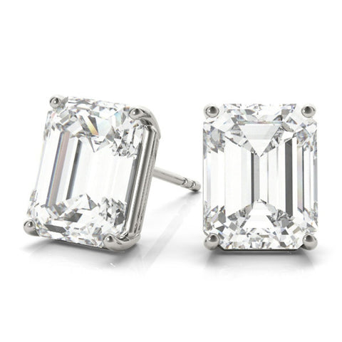 Lab Grown 4.00 CT Emerald Cut Diamond Stud Earring