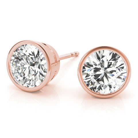 Lab Grown 2.10 CT Round Cut Diamond Stud Earring