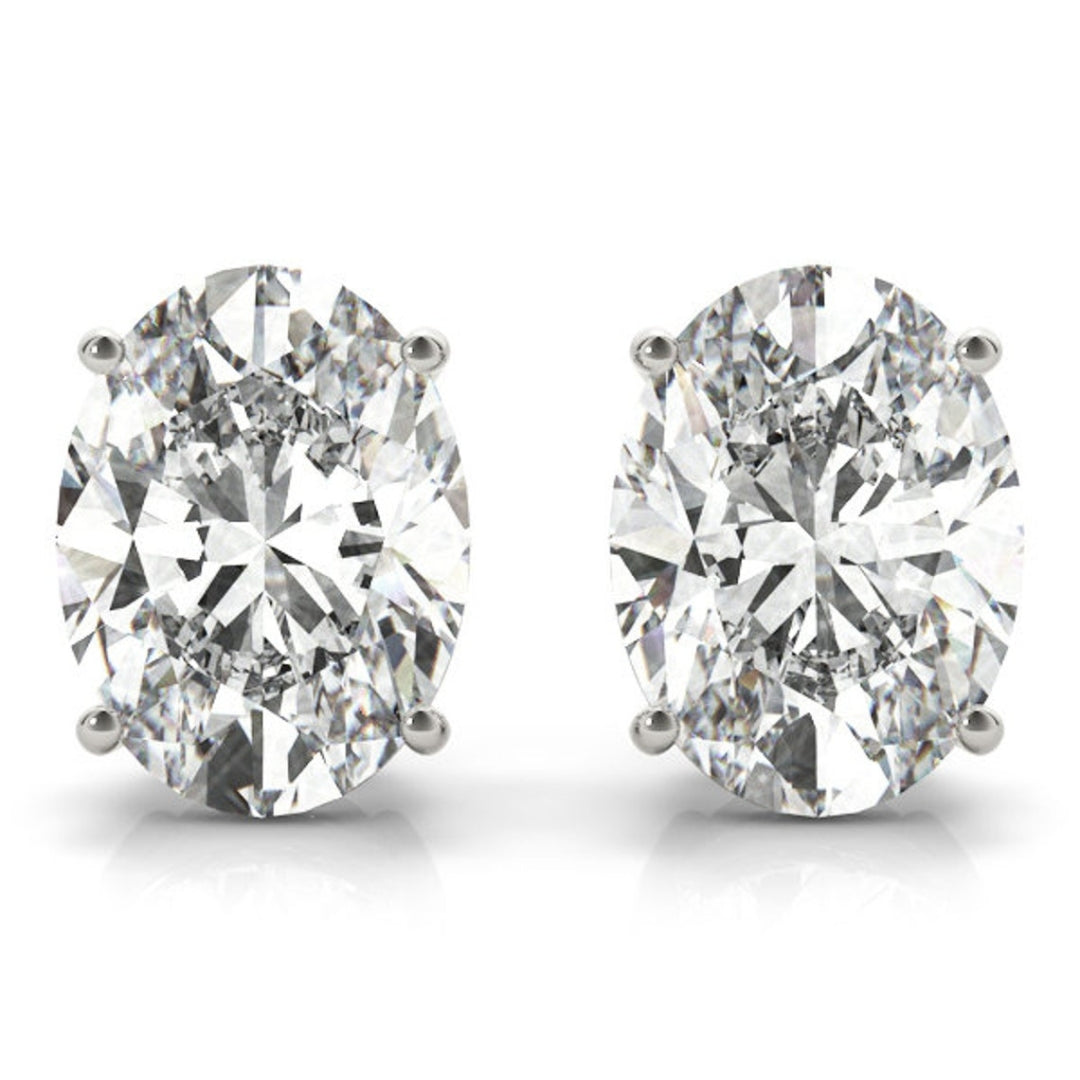 Lab Grown 4.00 CT Oval Cut Diamond Stud Earring