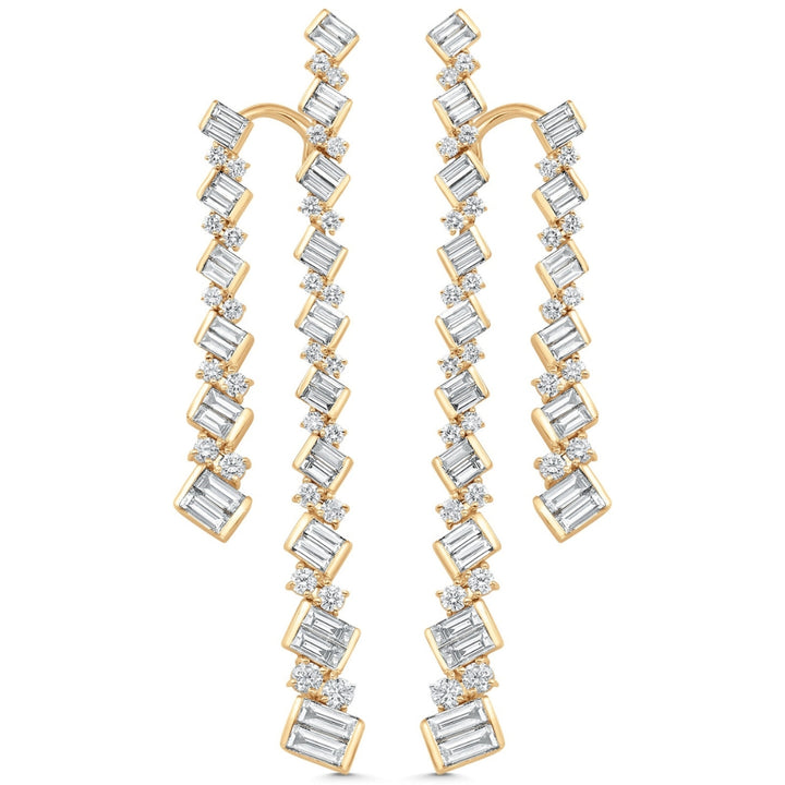 Lab Grown 4.66 CT Round & Baguette Cut Diamond Fashion Earring