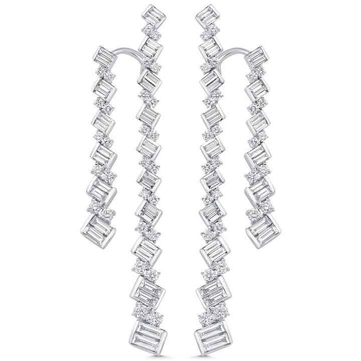 Lab Grown 4.66 CT Round & Baguette Cut Diamond Fashion Earring