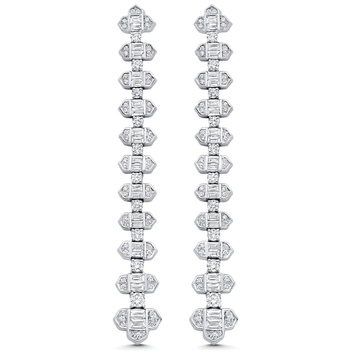 Lab Grown 4.58 CT Round & Baguette Cut Diamond Fashion Earring
