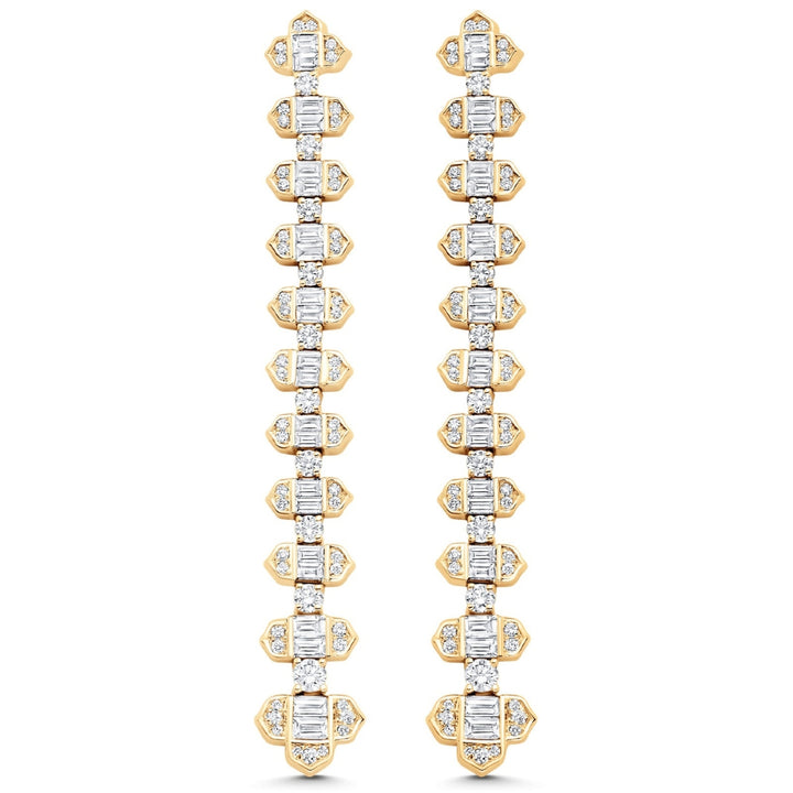 Lab Grown 4.58 CT Round & Baguette Cut Diamond Fashion Earring