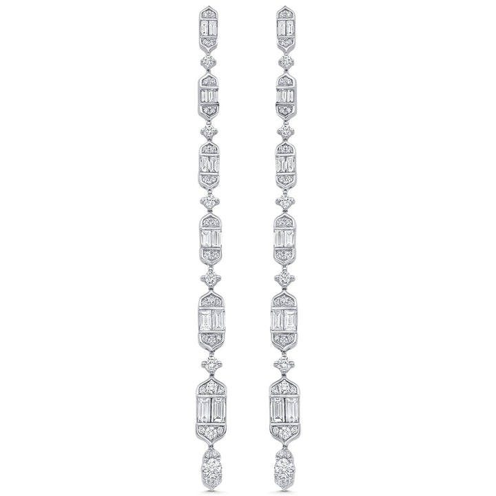 Lab Grown 4.38 CT Round & Baguette Cut Diamond Fashion Earring