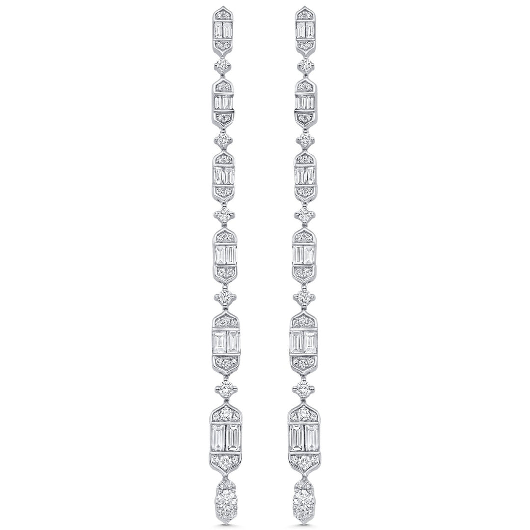 Lab Grown 4.38 CT Round & Baguette Cut Diamond Fashion Earring