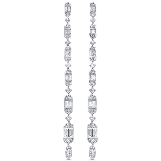 Lab Grown 4.38 CT Round & Baguette Cut Diamond Fashion Earring