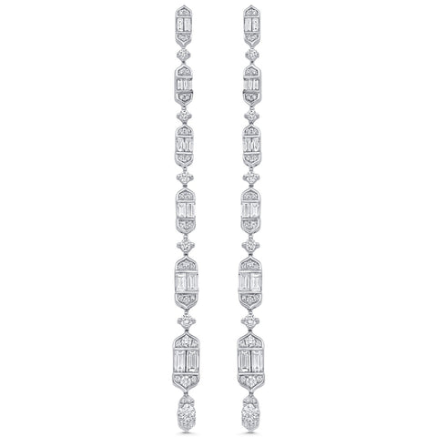 Lab Grown 4.38 CT Round & Baguette Cut Diamond Fashion Earring