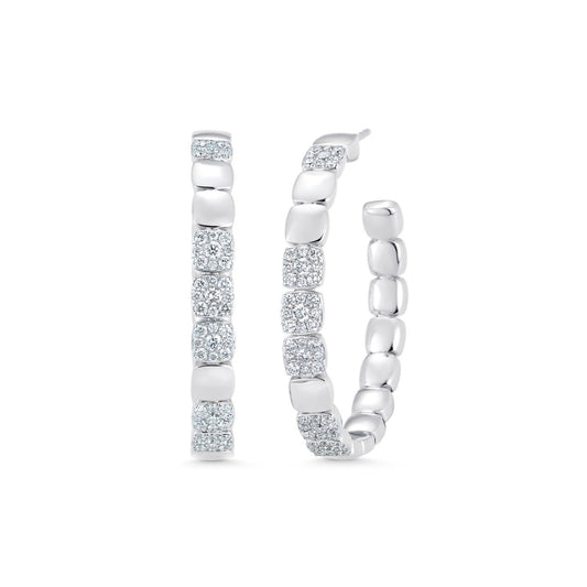 Lab Grown 3.42 CT Round Cut Diamond Hoop Earring