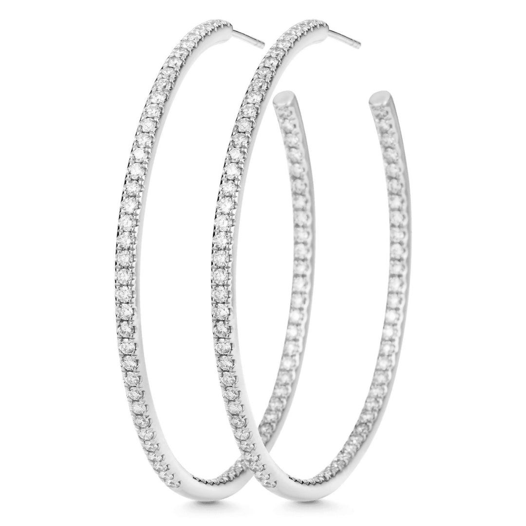 Lab Grown 4.05 CT Round Cut Diamond Hoop Earring