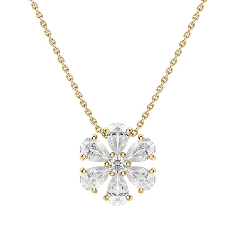 Lab Grown 1.20 CT Pear Cut Diamond Art Deco Necklace