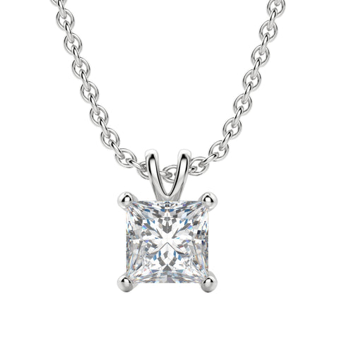 Lab Grown 1.50 CT Princess Cut Diamond Art Nouveau Necklace