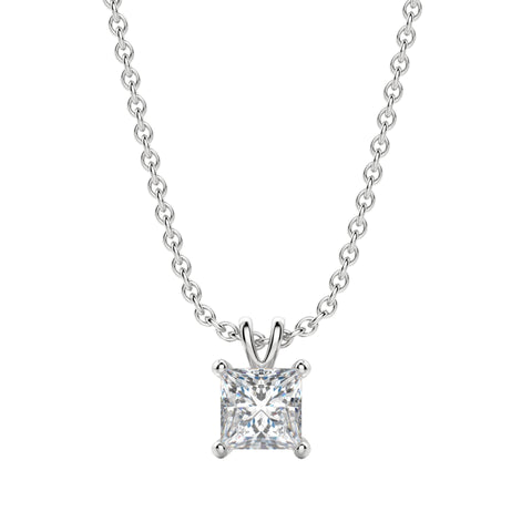 Lab Grown 1.50 CT Princess Cut Diamond Art Nouveau Necklace