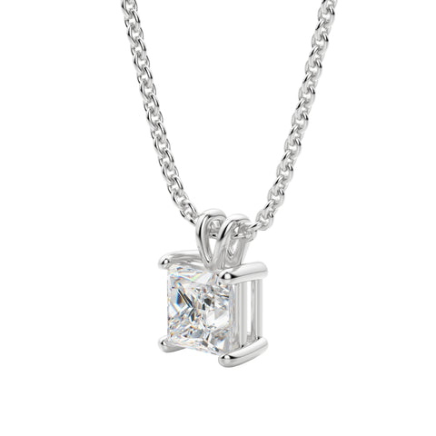 Lab Grown 1.50 CT Princess Cut Diamond Art Nouveau Necklace