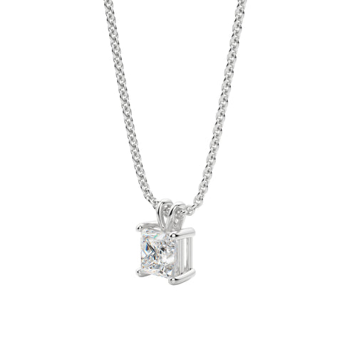 Lab Grown 1.50 CT Princess Cut Diamond Art Nouveau Necklace