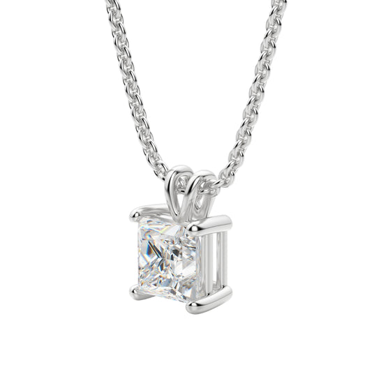 Lab Grown 1.50 CT Princess Cut Diamond Art Nouveau Necklace