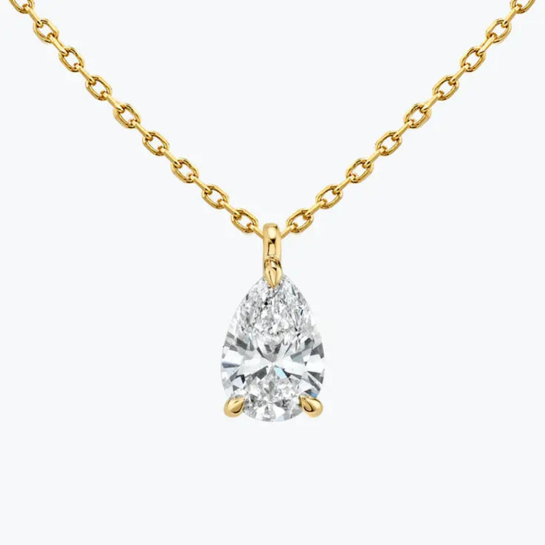 Lab Grown 1.00 CT Pear Cut Diamond Mid-Century Necklace