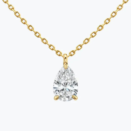 Lab Grown 1.00 CT Pear Cut Diamond Mid-Century Necklace