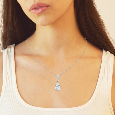 Lab Grown 2.60 CT Pear Cut Diamond Minimalist Necklace