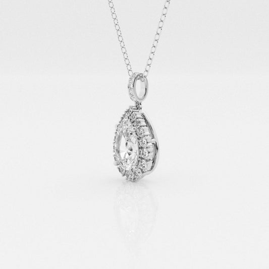 Lab Grown 3.10 CT Pear Cut Diamond Victorian Necklace