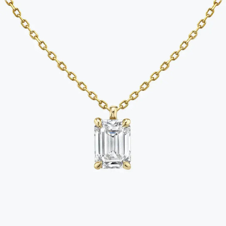 Emerald Cut 1.15 CT Lab Grown Diamond Solitaire Necklace for Gift