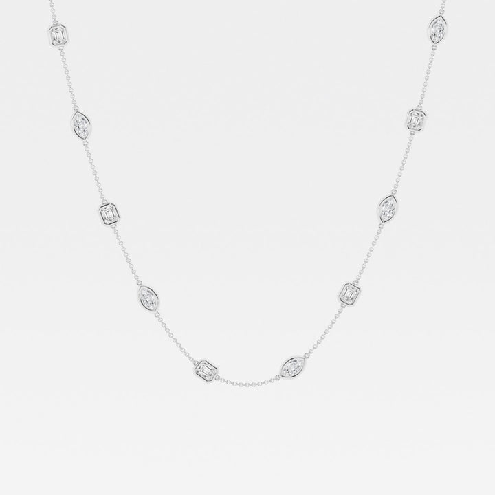Lab Grown 1.49 CT Emerald & Marquise Cut Diamond Gothic Necklace
