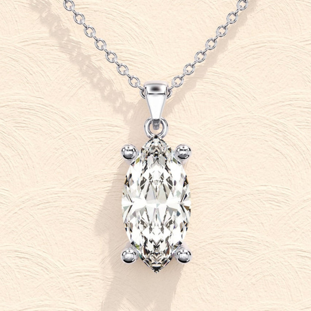 Lab Grown 1.27 CT Marquise Cut Diamond Art Deco Necklace