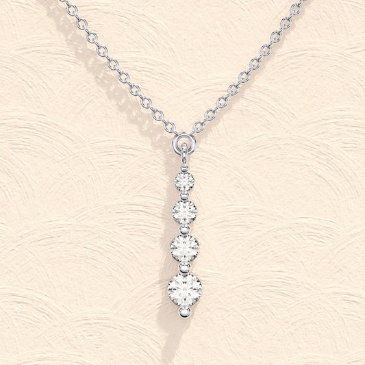 Lab Grown 1.10 CT Round Cut Diamond Mid-Century Necklace