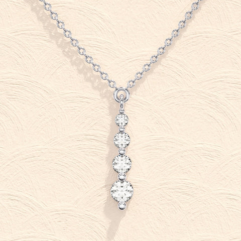 Lab Grown 1.10 CT Round Cut Diamond Mid-Century Necklace