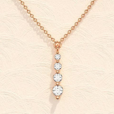 Lab Grown 1.10 CT Round Cut Diamond Mid-Century Necklace