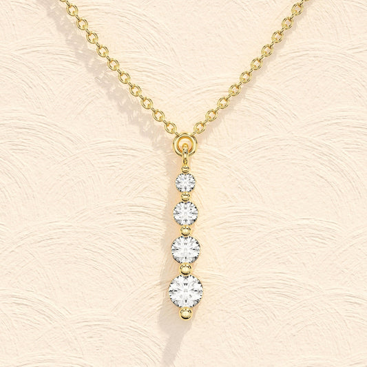 Lab Grown 1.10 CT Round Cut Diamond Mid-Century Necklace