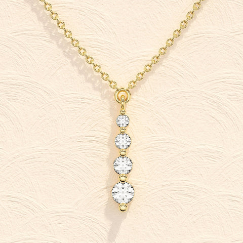 Lab Grown 1.10 CT Round Cut Diamond Mid-Century Necklace