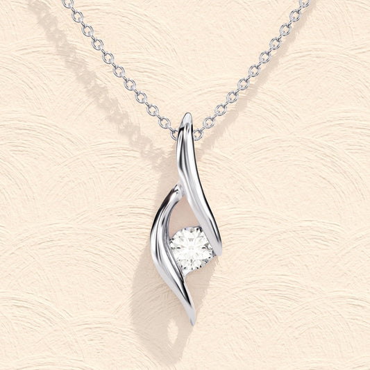 Lab Grown 1.00 CT Round Cut Diamond Minimalist Necklace