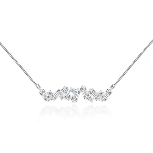 Lab Grown 1.80 CT Baguette & Round Cut Diamond Art Nouveau Necklace