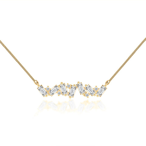 Lab Grown 1.80 CT Baguette & Round Cut Diamond Art Nouveau Necklace