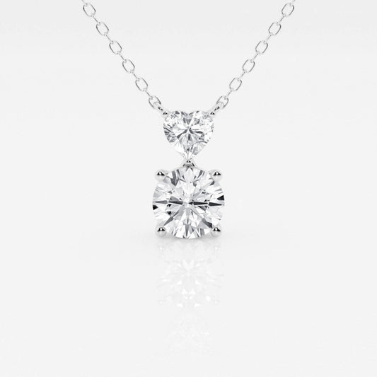 Lab Grown 3.05 CT Round & Heart Cut Diamond Minimalist Necklace