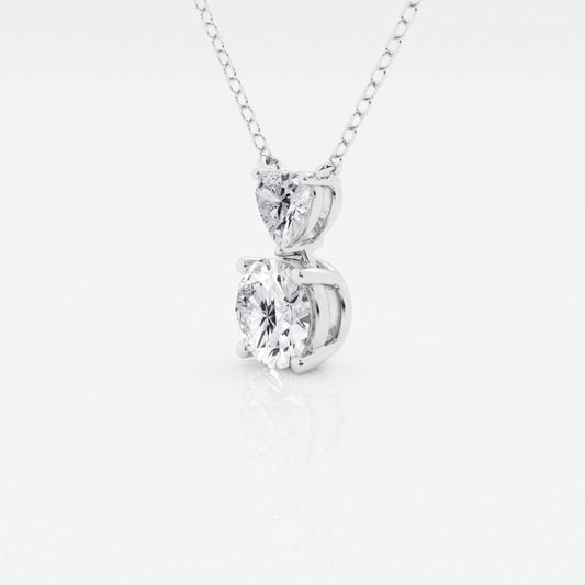 Lab Grown 3.05 CT Round & Heart Cut Diamond Minimalist Necklace